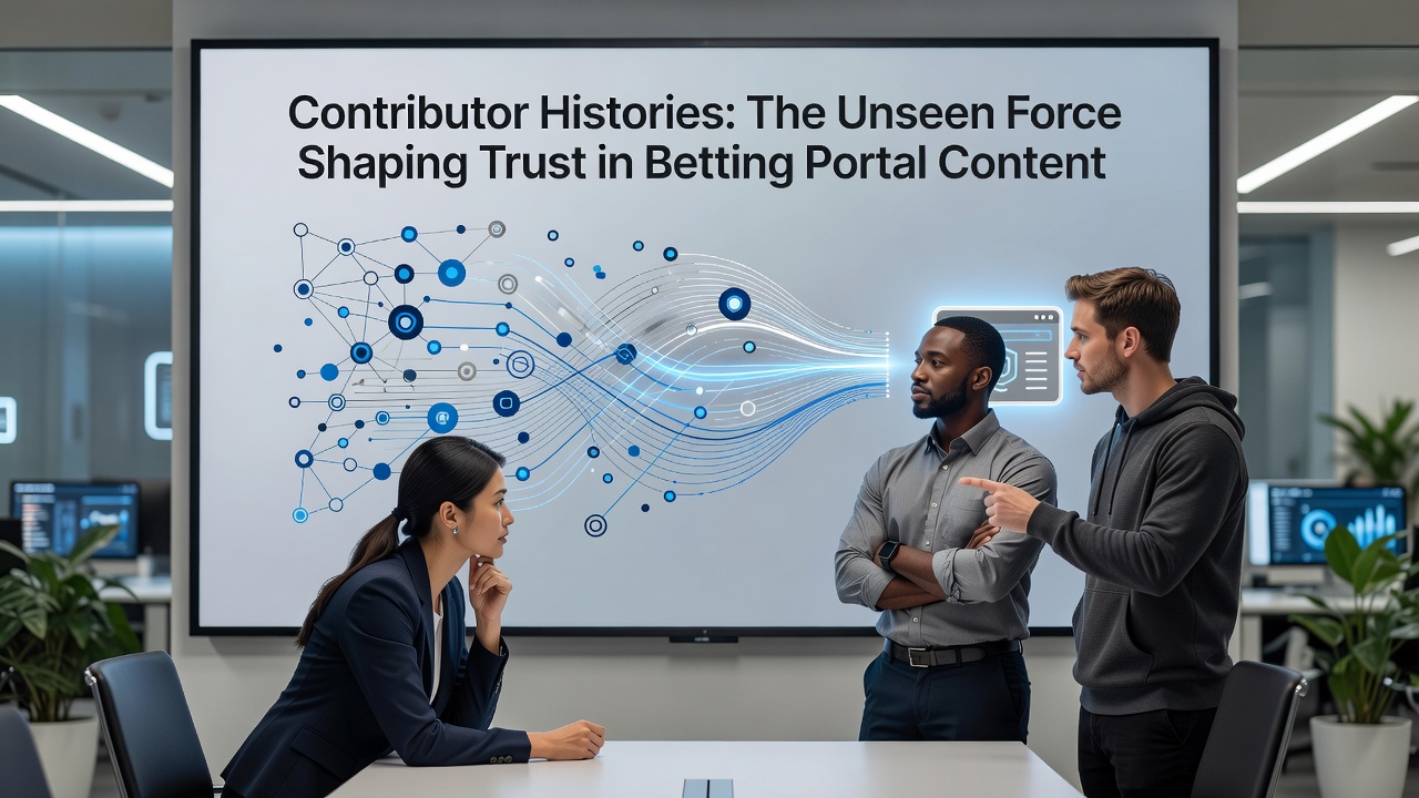 Close-up of a contributor profile page on a betting portal showing detailed work history and publications