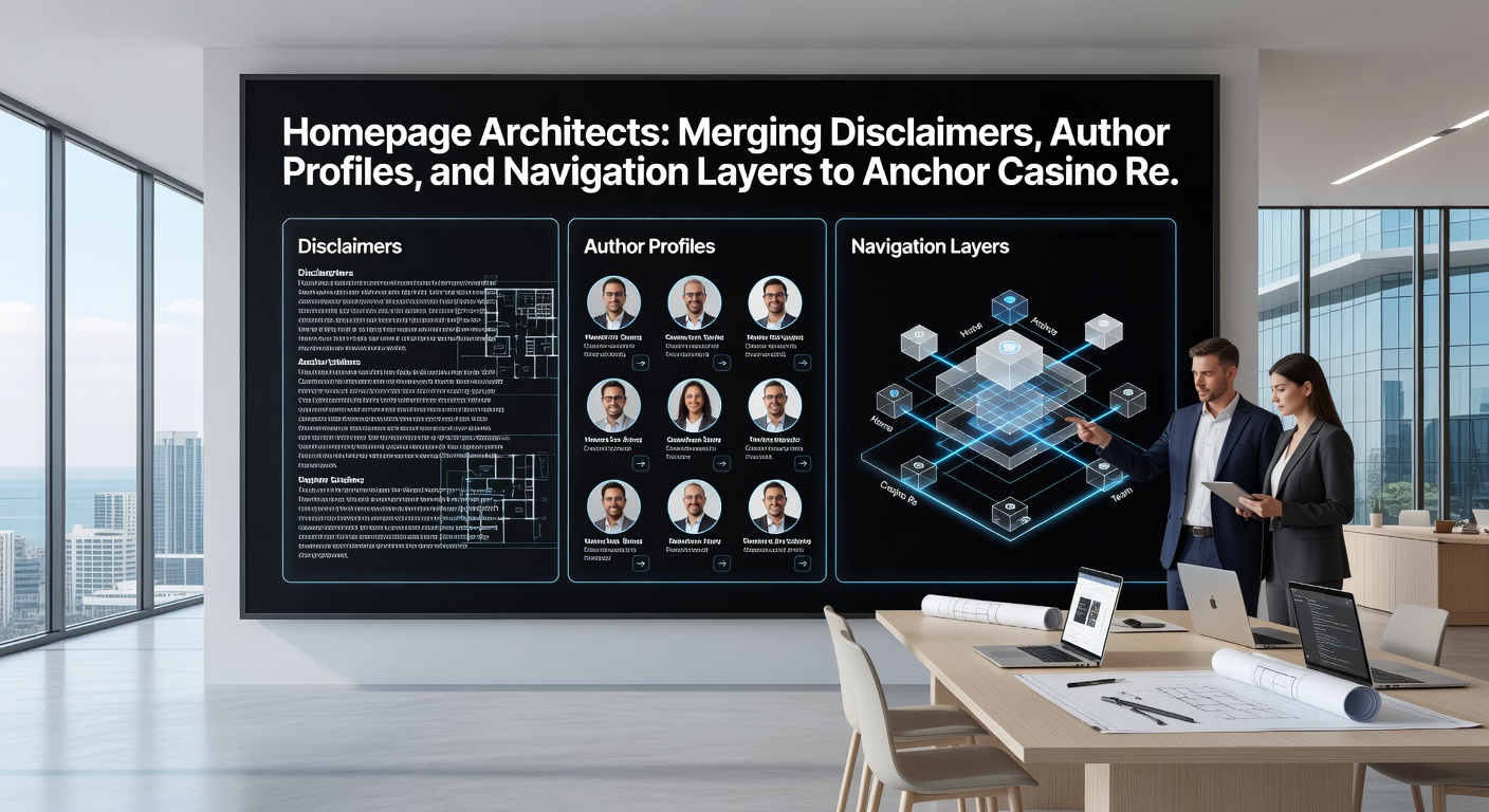Detailed view of merged navigation, profile cards, and disclaimer elements on a casino review homepage