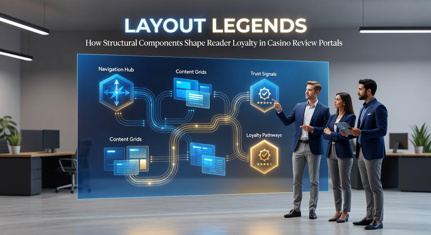 Structural layout diagram showing navigation grids and content hierarchy in a casino review portal interface