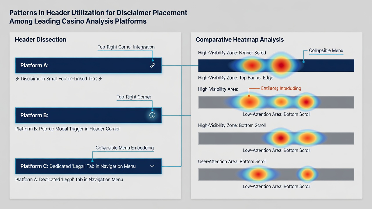Detailed examples of disclaimer text integrated into casino platform headers