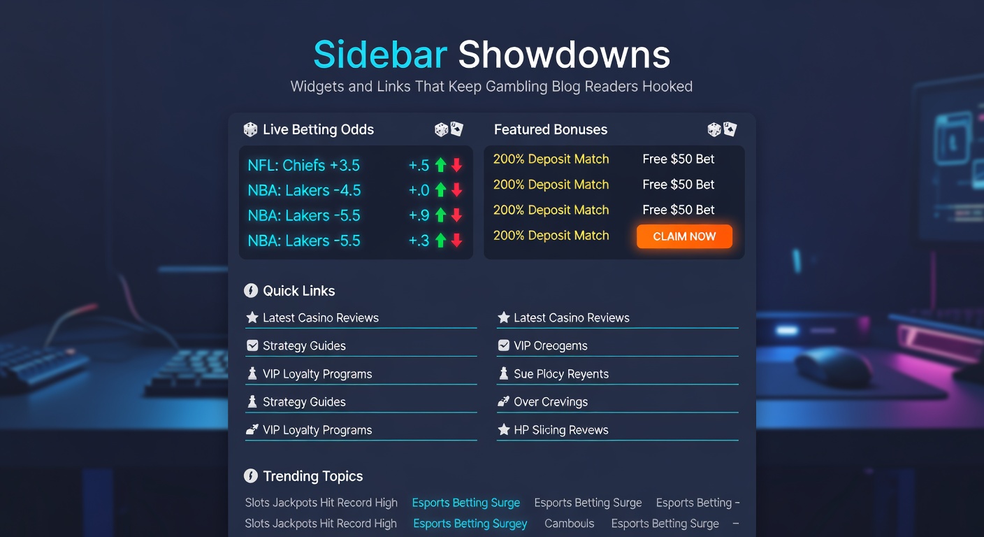 Dynamic sidebar on a gambling blog displaying live odds widgets, popular posts links, and affiliate banners that draw reader attention