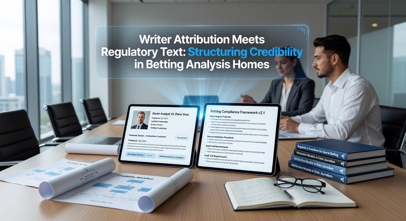 Betting analysis homepage layout showing author byline next to regulatory disclaimer text and licensing badges